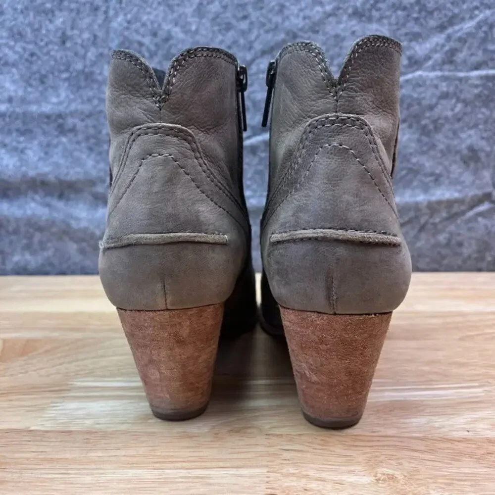 Frye Boot Womens 5.5 Renee Seam Short Leather Grey Side Zip